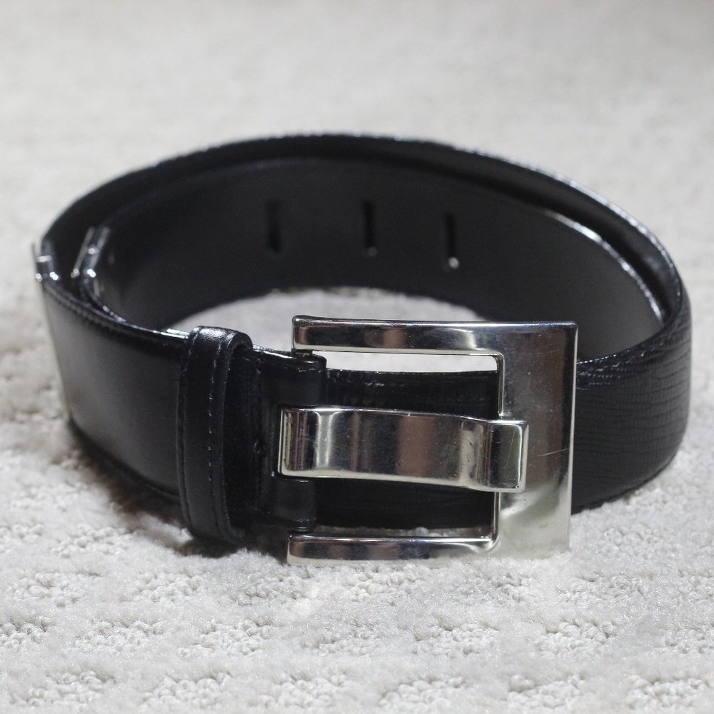 Carlisle Size XS Black Leather Belt with Metal Accents